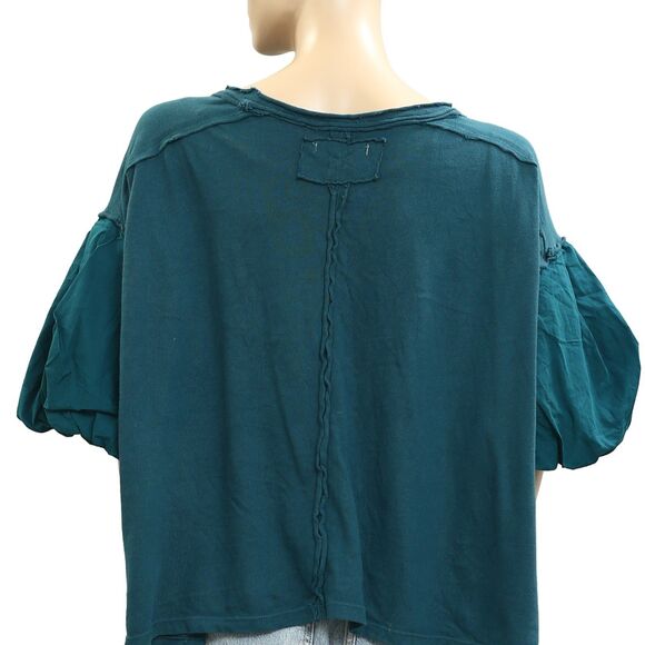 Free People We The Free Blossom Tee Blouse Top Short Puff Sleeve Cotton M 281860 - Picture 7 of 8